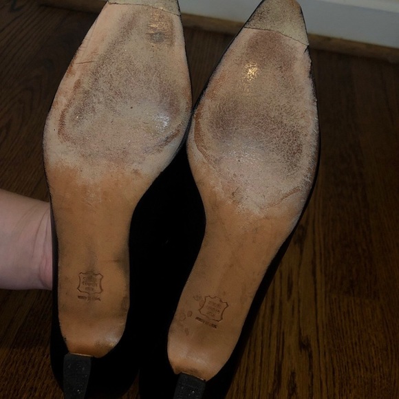 black vintage genuine leather kitten heels size 9.5 narrow - Picture 4 of 4